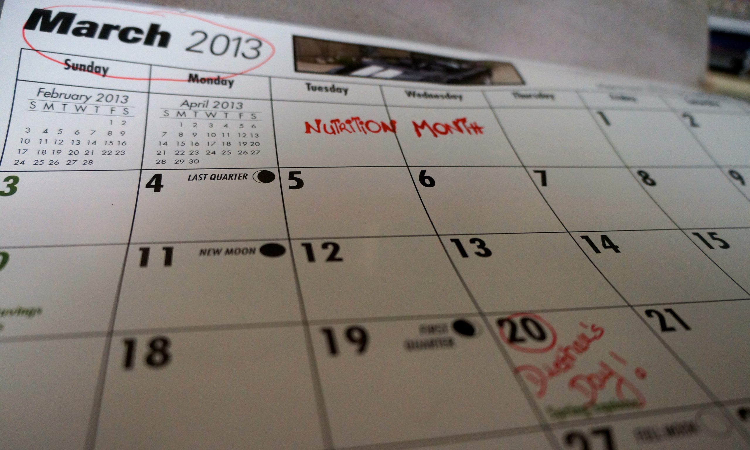 March calendar, nutrition month, health, wellness, nutrition