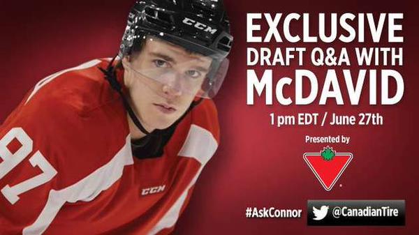 Join @CanadianTire for Q&A with @cmcdavid97 on Saturday June 27th 1pm ET! #AskConnor