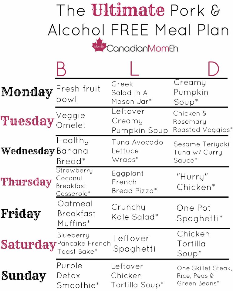 The Ultimate Pork & Alcohol Free Meal Plan #recipes