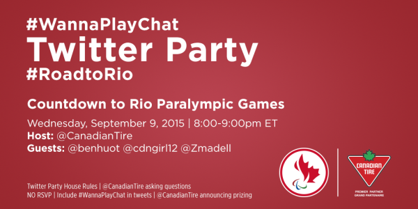 road to rio, twitter party, rio paralympic games, canadian tire, wanna play